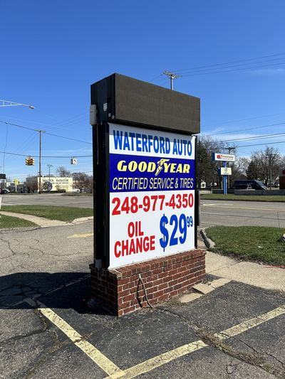 Waterford Auto. Pylon sign faces