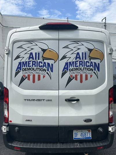 All American Demolition. Rear door graphics